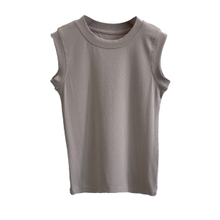 无袖T恤女2025春秋圆领打底衫紧身工字背心西服内搭女款削肩上衣