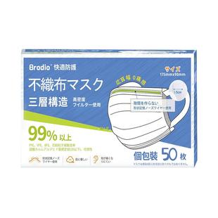 Brodio宽耳带白色防护口罩女舒适不勒耳成人透气秋冬轻薄防晒防尘