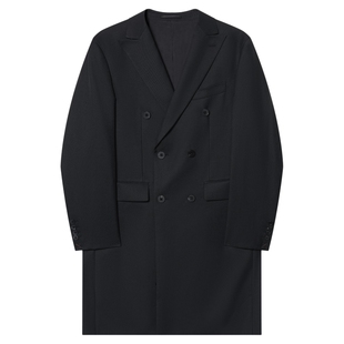 JDV男装中长款黑色复古风衣春秋季通勤时尚休闲外套大衣WCW5383