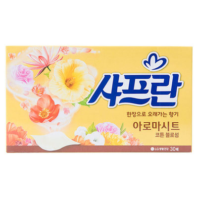 韩国 LG舒福兰洗衣柔顺剂纸抽型玫瑰木棉花薰衣草加香纸抽纸30片