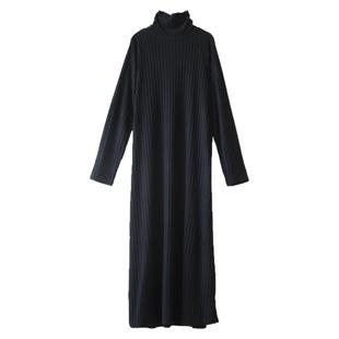 暗黑气质高领针织打底连衣裙原创设计秋冬宽松大码显瘦高级感长裙