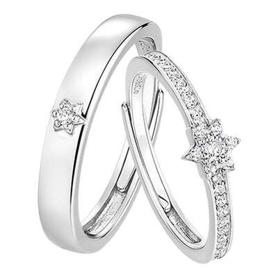 I Do&Co.六芒星情侣对戒轻奢999纯银戒指一对 纪念日礼物送男女友