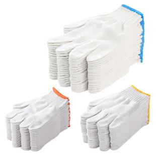 手套劳保耐磨工作加厚薄款白棉纱棉线尼龙防滑劳工劳动男工地干活