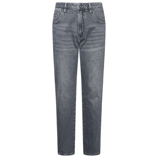 【直筒】利郎官方牛仔裤男士弹力中腰春秋款月光灰裤子男装男裤