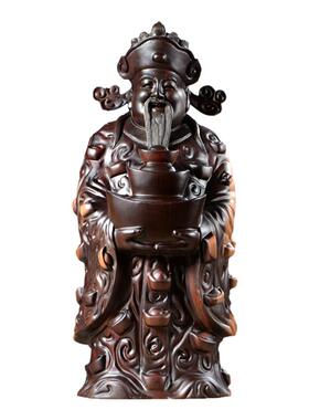 黑檀木雕刻根雕财神送礼