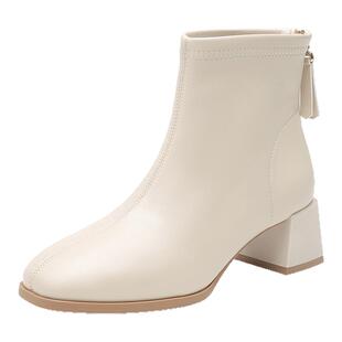 【直播专享】大东切尔西女靴2026新款粗跟高跟鞋瘦瘦靴加绒短靴子