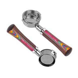 IKAPE意式咖啡“极光”无底手柄咖啡机改装配件304不锈钢实木彩木