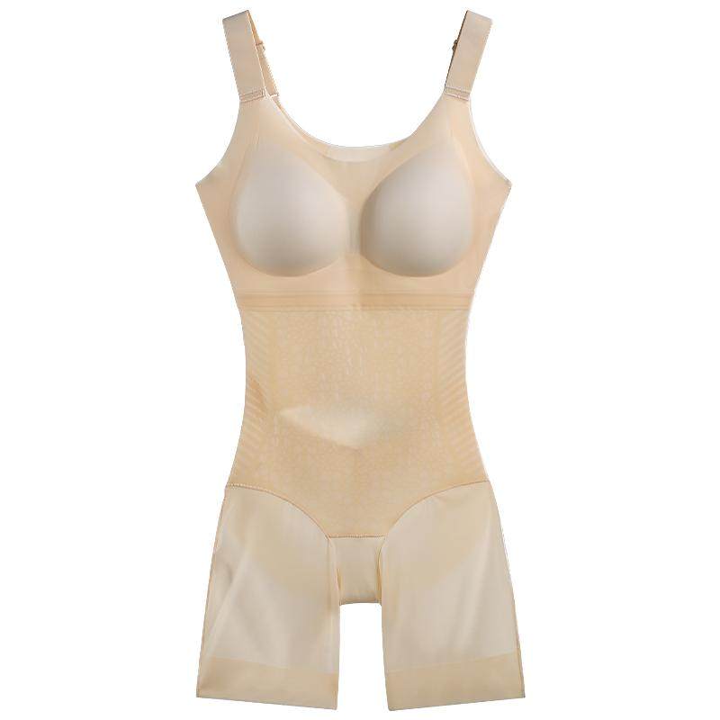 超薄连体塑身衣女夏季薄款收腹束腰带胸垫一体后脱式冰丝束身内衣