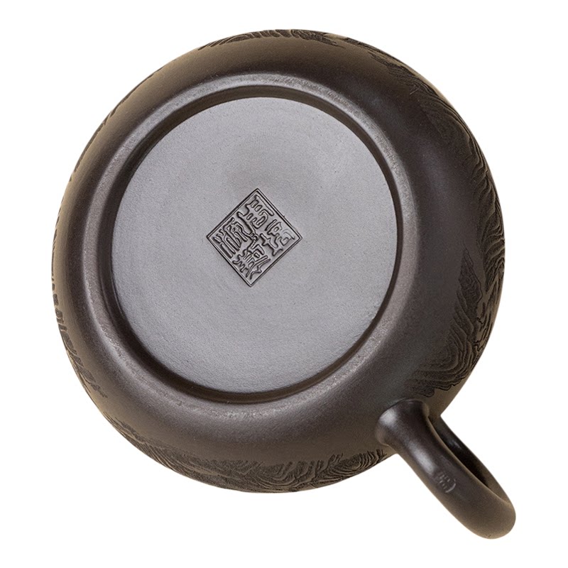紫砂寒江孤影扁腹泡茶壶家用茶具