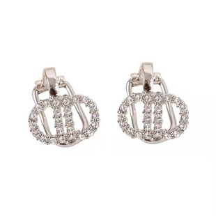 字母镶钻小米珠CD耳夹无耳洞可戴女精致小巧百搭2026年新款潮耳饰