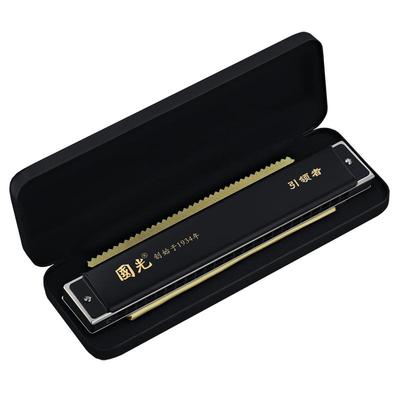 上海国光24孔引领者红木复音口琴
