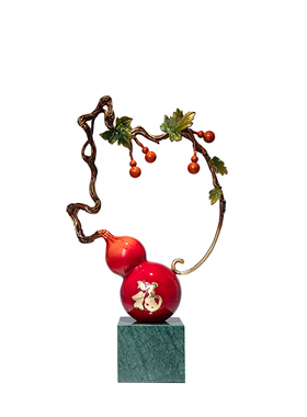 黄铜葫芦摆件新中式工艺品装饰