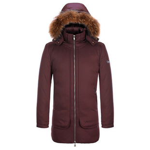 罗米欧冬季男士带帽貉子毛条白鸭绒中长款加厚保暖羽绒服