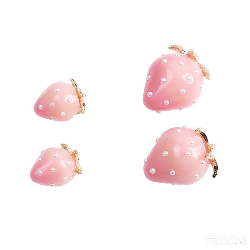 日本进口日系粉色草莓树脂吊坠