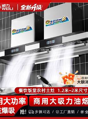 威力商用油烟机厨房餐厅店大功率大吸力柴火灶吸油烟机农村土灶台