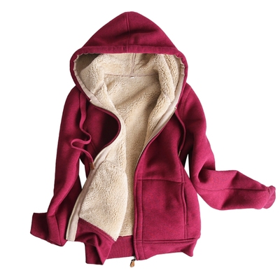 加绒加厚情侣款连帽卫衣运动外套