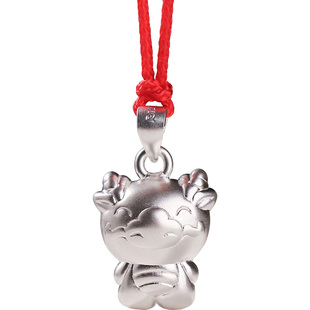 999纯银十二生肖吊坠饰品女男孩宝宝足银马鼠本命年红绳儿童项链