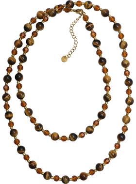 方糖家秋冬美拉德虎眼石项链