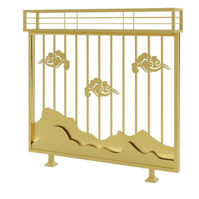 护栏金色铁艺隔断屏风定制新中式