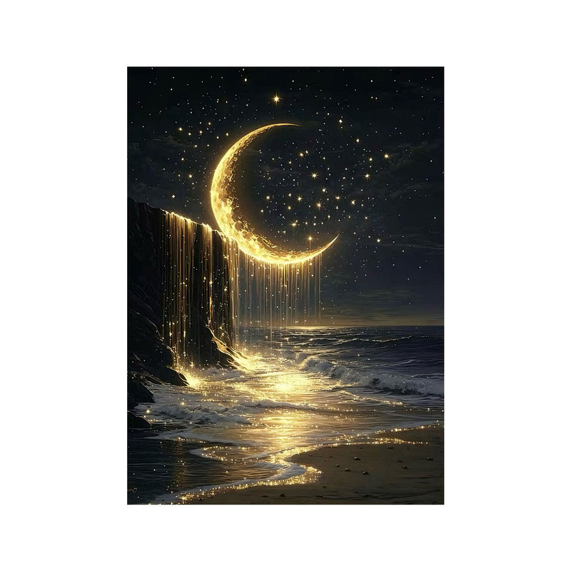 星海月亮高级感钻石画新款贴钻画十字绣年轻人客厅玄关风景砖石秀