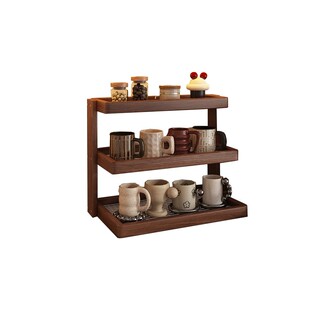 桌面杯架实木多层马克杯收纳架餐桌台面水杯置物架家用小型咖啡角