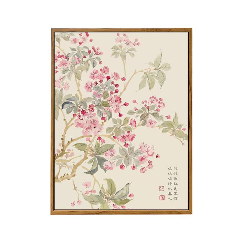 新中式国风海棠花卉数字油画diy