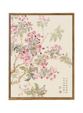 新中式国风海棠花卉数字油画diy