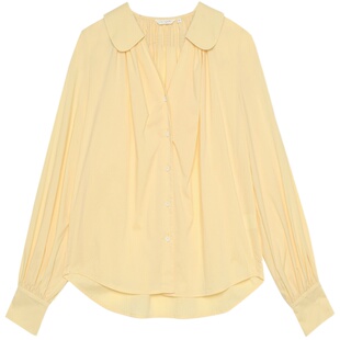 solighter 法式v领灯笼袖衬衫女春季2025新款气质娃娃领长袖衬衣