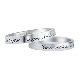 旦早原创素圈戒指誓约之环999纯银情侣对戒刻字手工定制闭口戒指