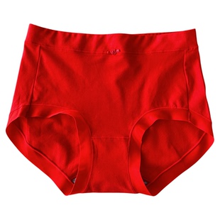 花仙子红色本命年女三角裤中腰蕾丝边莫代尔棉抗菌内裤结婚喜庆