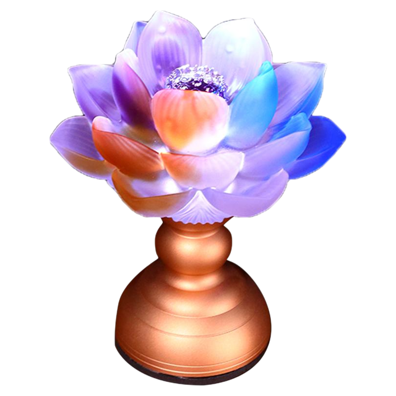 七色古法琉璃灯莲花灯LED长明灯