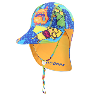 高弹防晒泳帽护脖颈成人男女儿童沙滩帽防紫外线遮阳帽护耳UV50+