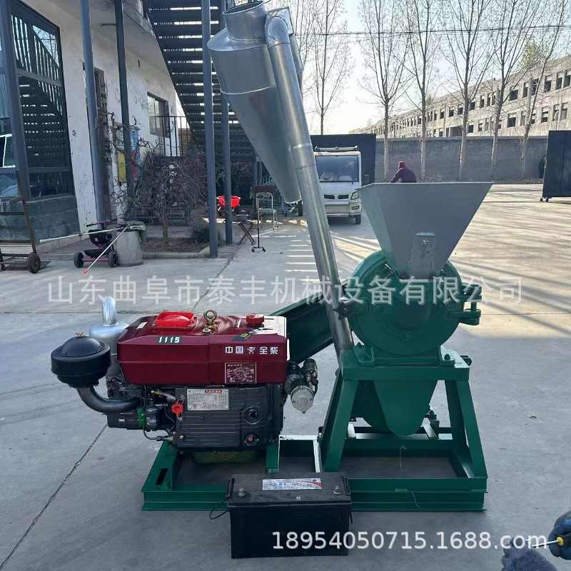 柴油机款玉米粉碎机新款柴油机粮食齿盘粉碎机化工料颗粒粉碎机