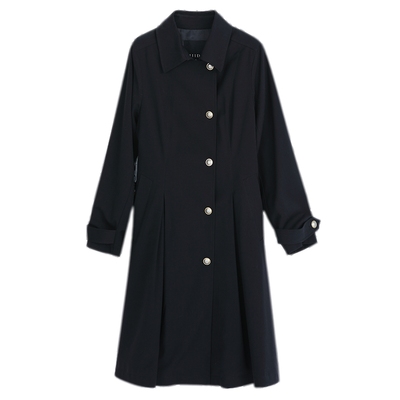 谜底单排扣长款风衣女23春新款简约纯色通勤外套配腰带231ME0140