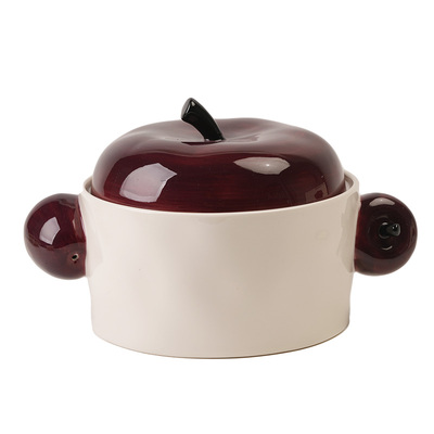 肆月创意苹果泡面碗釉下彩大容量