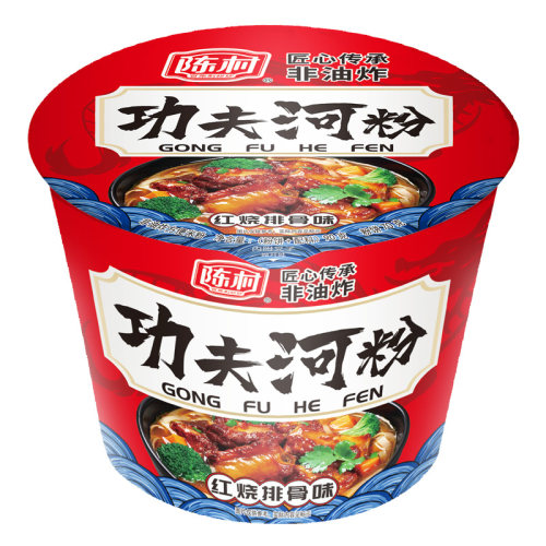 陈村功夫河粉12桶装非油炸牛腩排骨米粉粉丝免煮冲泡速食方便面
