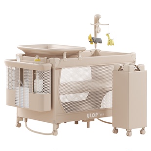 ULOP优乐博婴儿床带尿布台可移动拼接大床宝宝床多功能护理台折叠