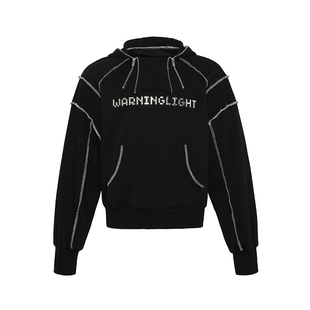 WARNINGLIGHT解构分割金属拉链拼接立体印花多穿拆卸连帽卫衣