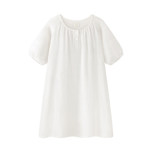 Pinksea竹棉纱布睡裙女夏季睡衣女款短袖家居服2026新款女士夏天