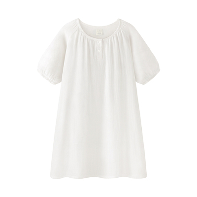 睡裙女夏款竹棉纱布短袖睡衣