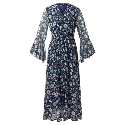 歌莉娅夏季绝美印花真丝连衣裙女