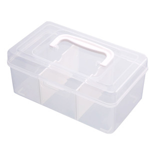 手提塑料透明收纳盒零食整理盒有盖储物盒桌面收纳箱小号带盖盒子