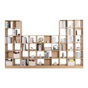 拉特丽多层多列实木书架创意镂空书柜办公书架分区收纳