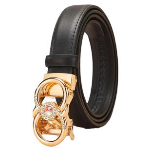 新款女士皮带真皮镶钻装饰百搭细腰带高级感牛仔裤带简约裙子学生