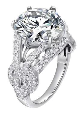 925银镀金莫桑石10克拉女王戒