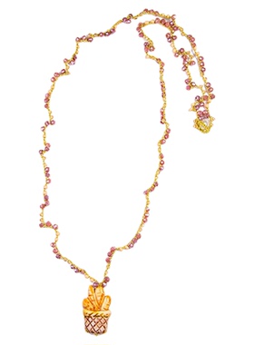 【限时9折】XTASTE 西班牙 CASHFANA可颂爱心咖啡草莓项链毛衣链