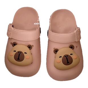 细细条 可爱儿童洞洞鞋卡皮巴拉水豚男童女童夏天防臭沙滩凉拖鞋