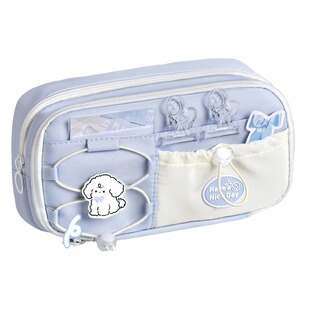 海盐奶蓝！笔袋大容量女生2025新款女孩小众不撞款高颜值ins风儿童铅笔盒超火初中生简约高中生小学生文具袋