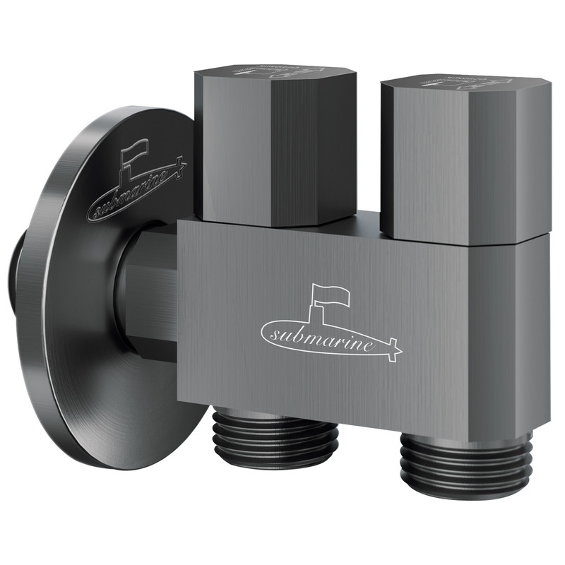 潜水艇万向角阀一进二出全铜三角分水阀开关家用三通洗衣机水龙头