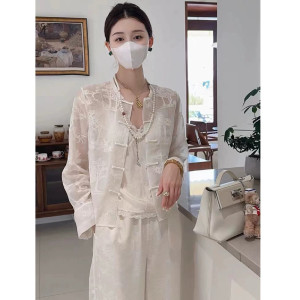 夏娃的女装奥特莱斯一线大牌专柜清仓轻奢名媛气质莱赛尔国风刺绣